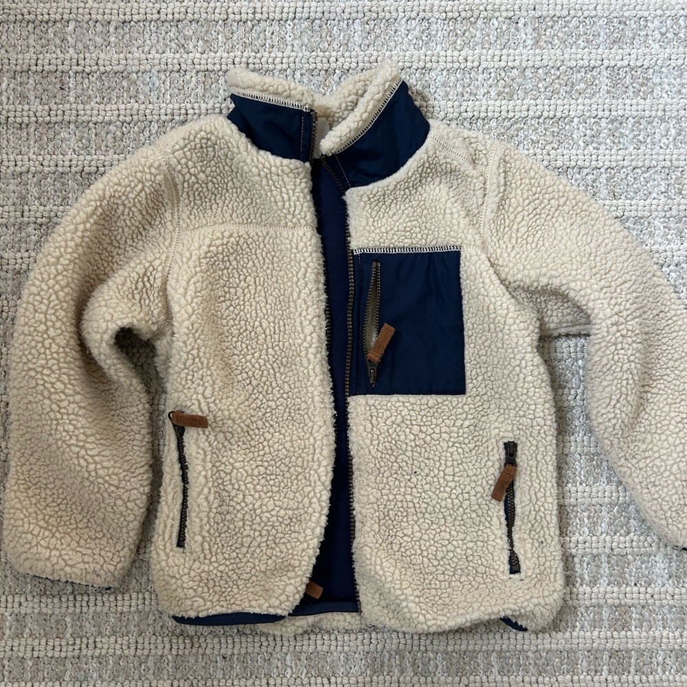 Carter's Cream Sherpa Jacket with Navy Trim